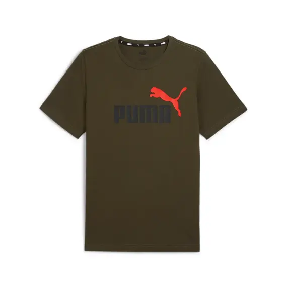 PUMA koszulka męska t-shirt bawełniany ESS+ 2 Col Logo Tee khaki, Kolor: khaki, Waga: 0.2, Rozmiar: M