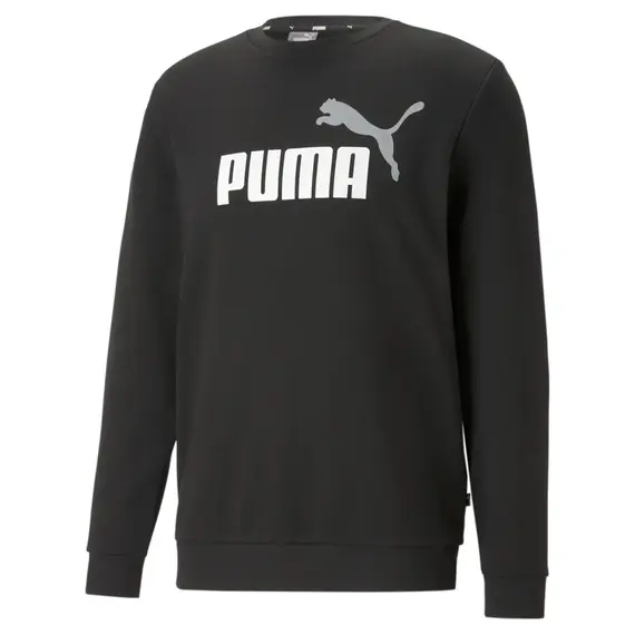 PUMA bluza męska bawełniana bez kaputra ESS+ 2 Col Big Logo Crew TR czarna, Kolor: czarny, Waga: 0.4, Rozmiar: L