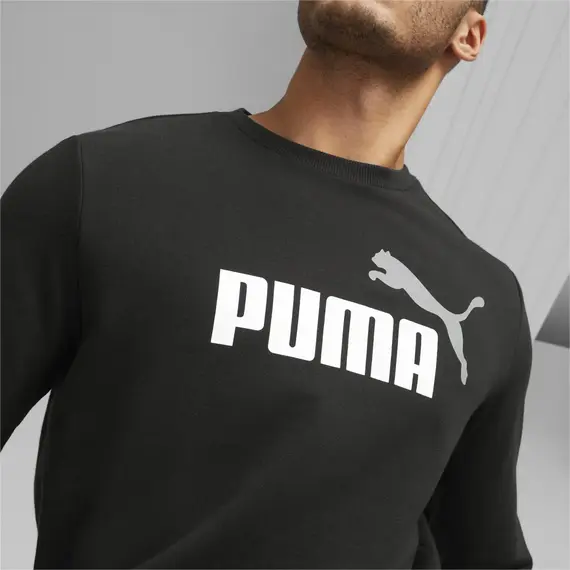 PUMA bluza męska bawełniana bez kaputra ESS+ 2 Col Big Logo Crew TR czarna, Kolor: czarny, Waga: 0.4, Rozmiar: S, 7 zdjęcie
