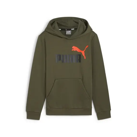 PUMA bluza dziecięca bawełniana z kapturem ESS 2 Col Big Logo Hoodie zielona, Kolor: zielony, Waga: 0.4, Rozmiar: 140