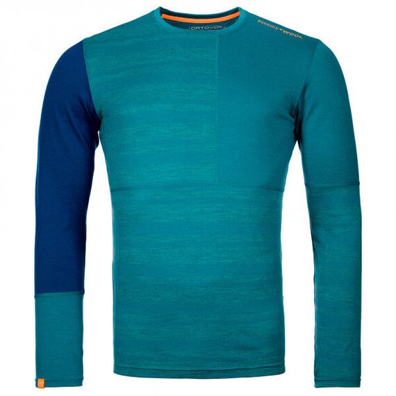 Ortovox Koszulka męska 185 Rock'N'Wool Long Sleeve turkusowa, Kolor: zielony, Waga: 0.5, Rozmiar: XXL