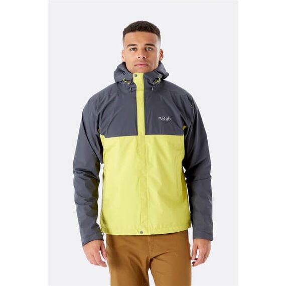 Rab Kurtka membranowa męska Downpour Eco Jacket szaro-żółta, Waga: 1, Rozmiar: S