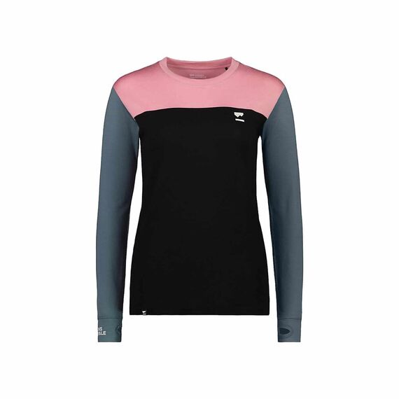 Mons Royale Koszulka damska merino Yotei BF LS Logo Dusty Pink / Burnt Sage r. S