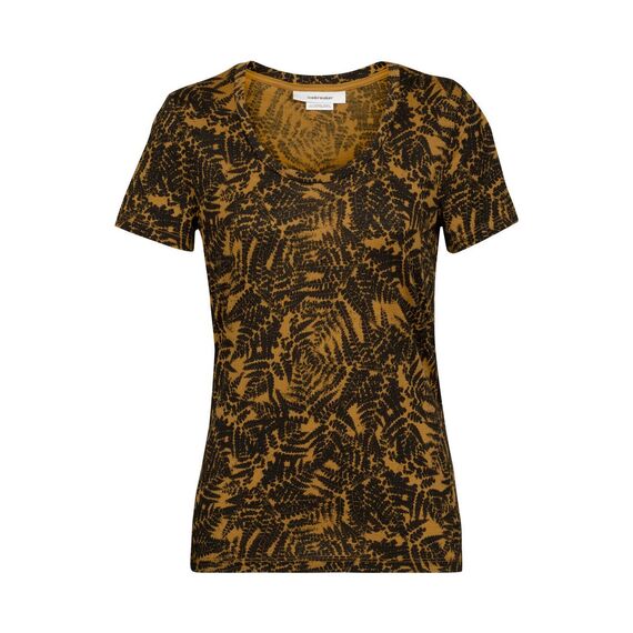 Icebreaker Koszulka damska merino Tech Lite II SS Scoop Native Ferns clove, Kolor: brązowy, Waga: 0.5, Rozmiar: M