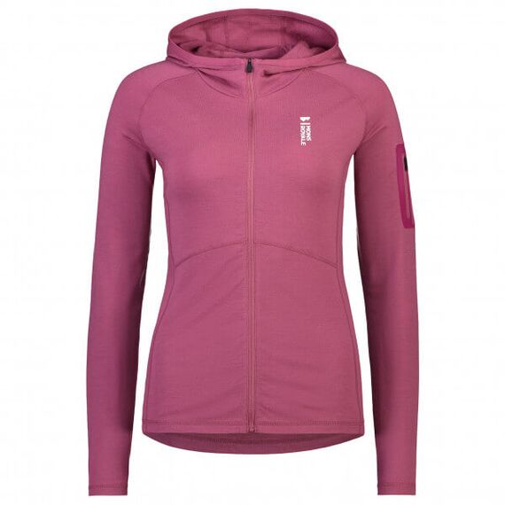 Mons Royale Bluza damska merino Ascend Full Zip Hood różowa r. S