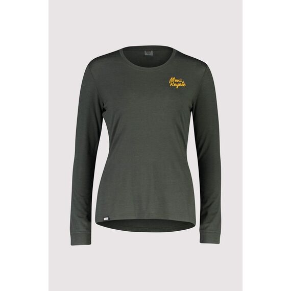 Mons Royale Koszulka damska merino Icon LS - Bold Script - Rosin, Waga: 0.5, Rozmiar: XS