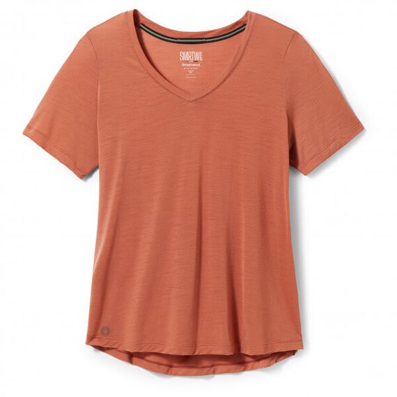 Smartwool Koszulka damska Merino 120 V-Neck SS Light Mahoganny, Kolor: czerwony, Waga: 0.5, Rozmiar: M