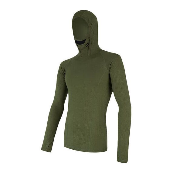 SENSOR Bluza z kapturem męska MERINO DF zielona, Kolor: zielony, Waga: 0.5, Rozmiar: XL