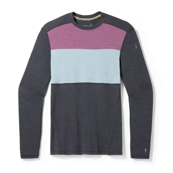 Smartwool Koszulka termiczna męska Classic Thermal Merino Colorblock Crew - Charcoal / Argyle Purple r. XL