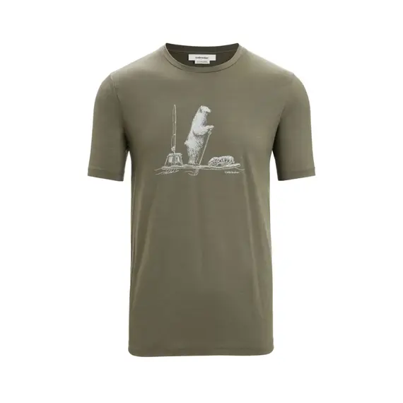 Icebreaker Koszulka męska merino M Tech Lite II SS Tee Polar Paddle - Loden, Kolor: zielony, Waga: 0.99, Rozmiar: S