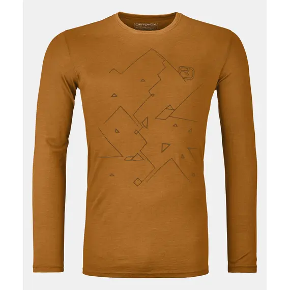 Ortovox Koszulka męska 185 Merino Tangram pomarańczowa, Kolor: inny, Waga: 0.8, Rozmiar: M