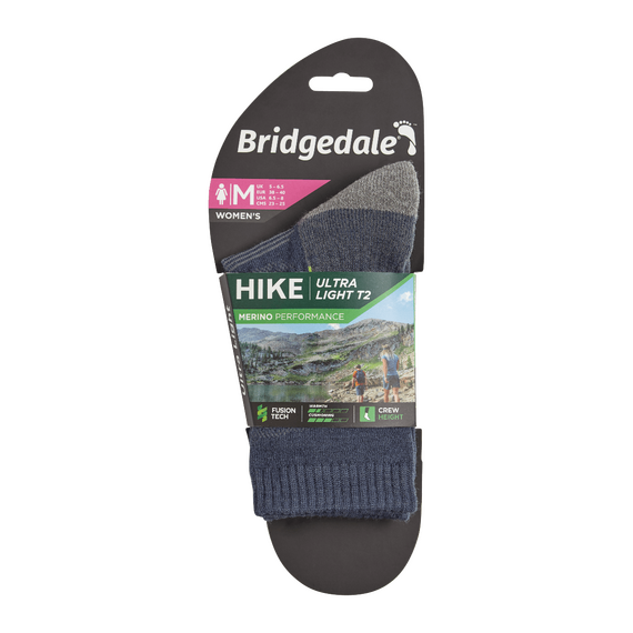 Bridgedale Skarpety damskie Hike ultralight T2 crew merino performance denim, Kolor: niebieski, Waga: 1, Rozmiar: S (35-37), 2 zdjęcie