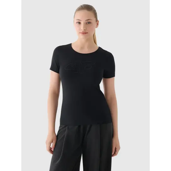 4F t-shirt damski koszulka bawełniana F1846 czarna, Kolor: czarny, Rozmiar: XS