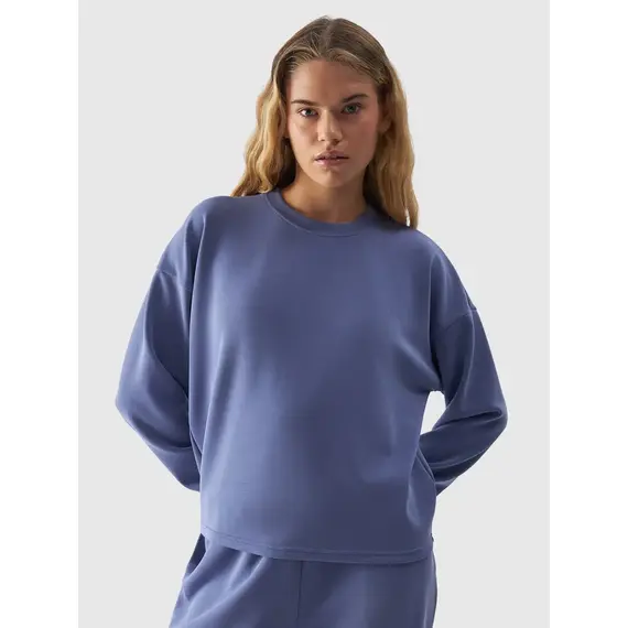 4F bluza bawełniana damska bez kaptura F1342 niebieska, Kolor: niebieski, Rozmiar: XL