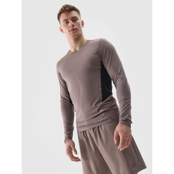4F koszulka z długim rękawem longsleeve męska FNK M183 brązowa, Kolor: brązowy, Rozmiar: XXL