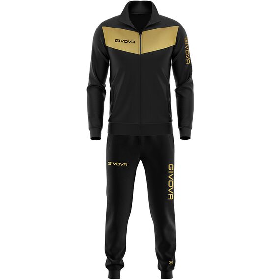 GIVOVA dres sportowy męski komplet bluza i spodnie TR018 czarny/złoty, Kolor: złoty, Rozmiar: M