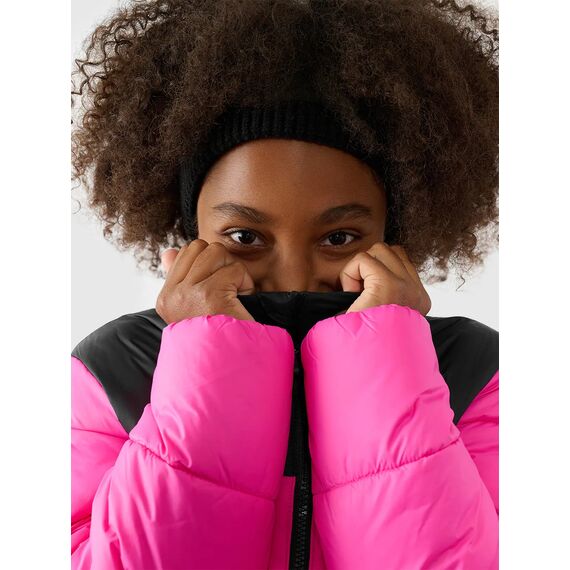 4F kurtka puchowa dziecięca dla dziewczynek 4FJWAW24TDJAF452 różowa, Kolor: Fuksja, Rozmiar: 122, 2 zdjęcie