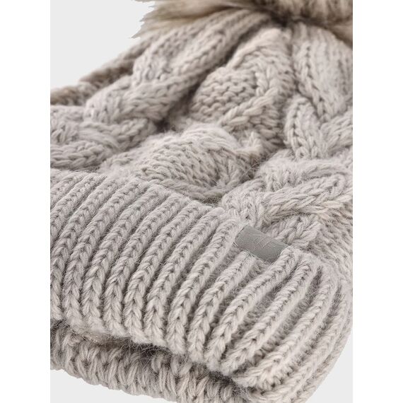 4F czapka zimowa dziecięca z pomponem 4FJWAW24ACAPF421 beżowa, Kolor: beżowy, Rozmiar: one size, 2 zdjęcie