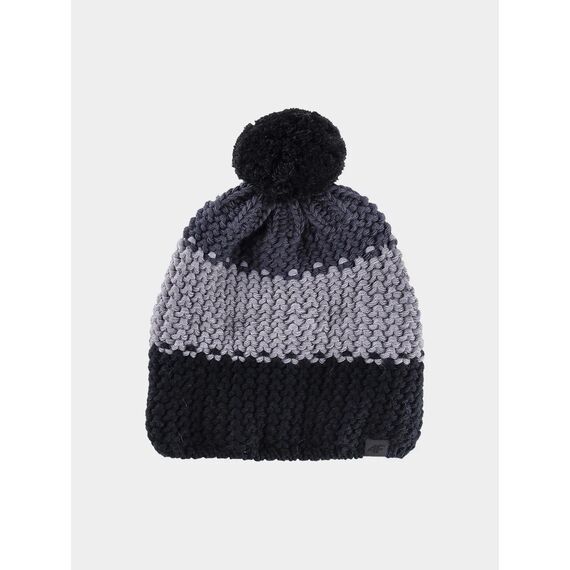4F czapka bawełniania dziecięca z pomponem M432 czarna, Kolor: czarny, Rozmiar: one size