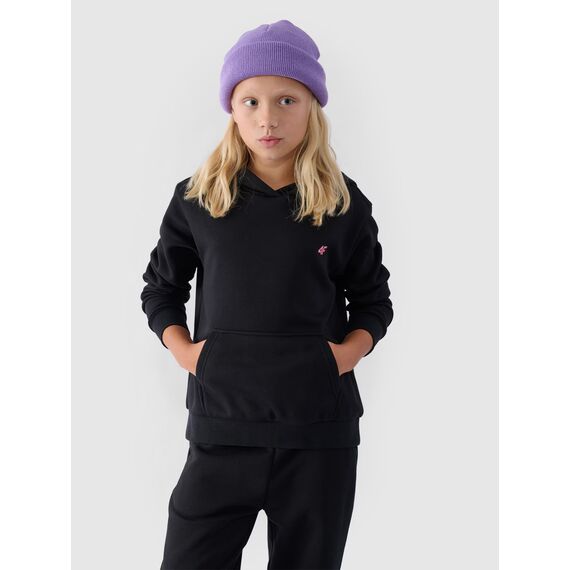 4F bluza dresowa dziewczęca F1315 czarna, Kolor: czarny, Rozmiar: 128