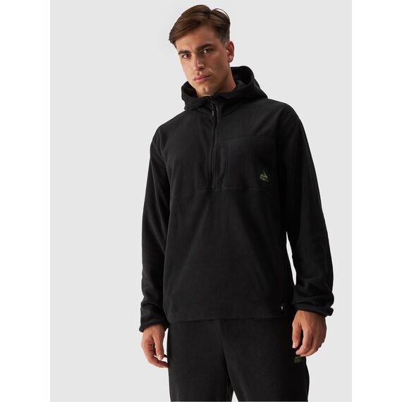 4F bluza polarowa męska z kapturem 4FWAW24TFLEM252 czarna, Kolor: czarny, Rozmiar: XL
