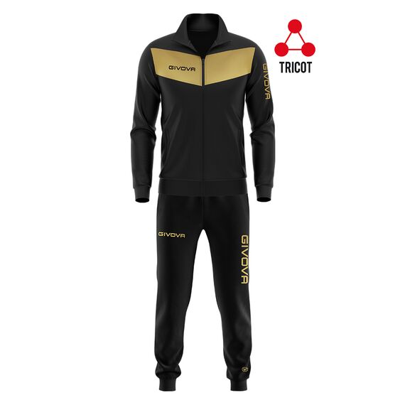 GIVOVA dres sportowy męski komplet bluza i spodnie TR018 czarny/złoty, Kolor: złoty, Rozmiar: XL