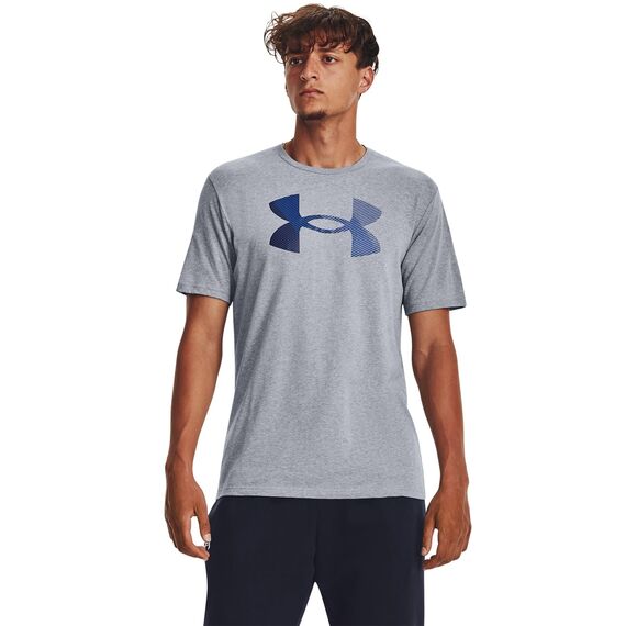 UNDER ARMOUR t-shirt męski koszulka bawełniana sportowa BIG LOGO szara, Kolor: szary, Rozmiar: S