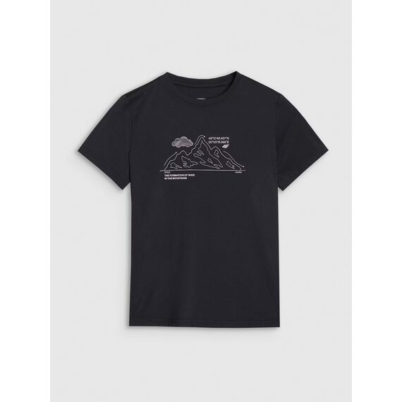 4F koszulka sportowa trekkingowa t-shirt dla dziewczynki 4FJWSS25TFTSF1199 czarna, Kolor: czarny, Rozmiar: 158/164