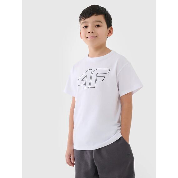 4F koszulka bawełniana t-shirt dla chłopca 4FJWMM00TTSHM2331 biała, Kolor: biały, Rozmiar: 158, 2 zdjęcie