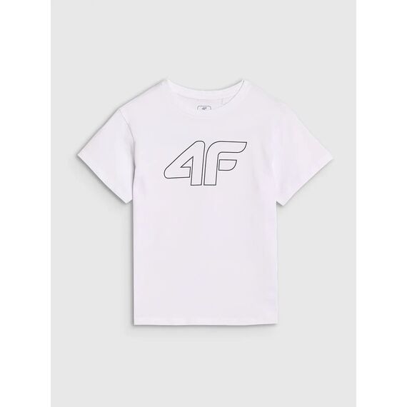 4F koszulka bawełniana t-shirt dla chłopca 4FJWMM00TTSHM2331 biała, Kolor: biały, Rozmiar: 158