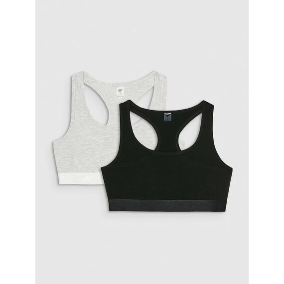 4F biustonosz sportowy damski bawełniany z niskim wsparciem 2 pak 4FWMM00UBRAF036, Kolor: Multikolor, Rozmiar: XS