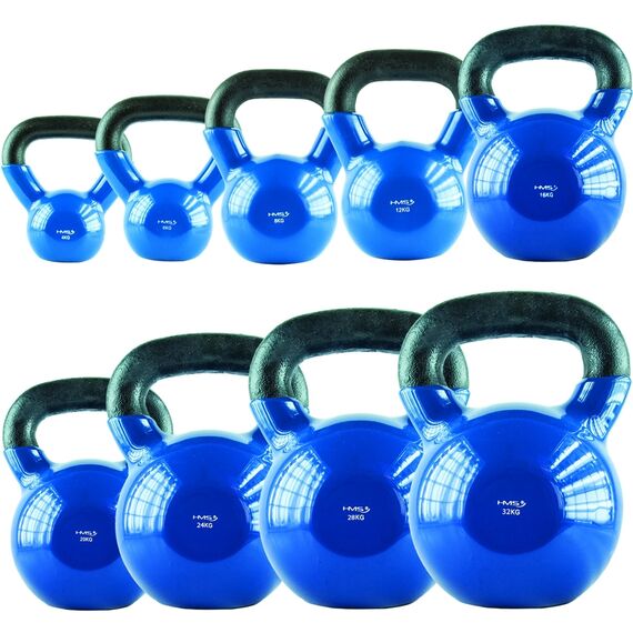 KNV10 Blue Kettlebell Żeliwny Pokryty Winylem HMS, Kolor: niebieski, Waga: 10 kg, 13 zdjęcie