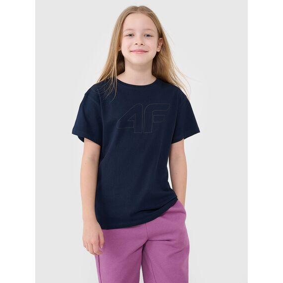 4F t-shirt dziecięcy koszulka dla dziewczynki oversize 4FJWMM00TTSHF2333 granatowy, Kolor: granatowy, Rozmiar: 152