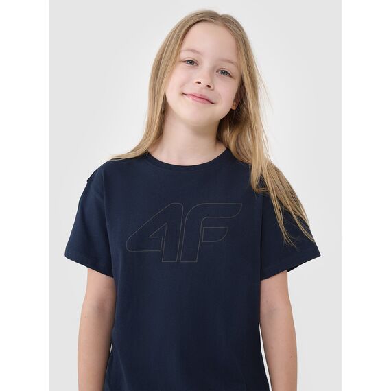 4F t-shirt dziecięcy koszulka dla dziewczynki oversize 4FJWMM00TTSHF2333 granatowy, Kolor: granatowy, Rozmiar: 164, 2 zdjęcie