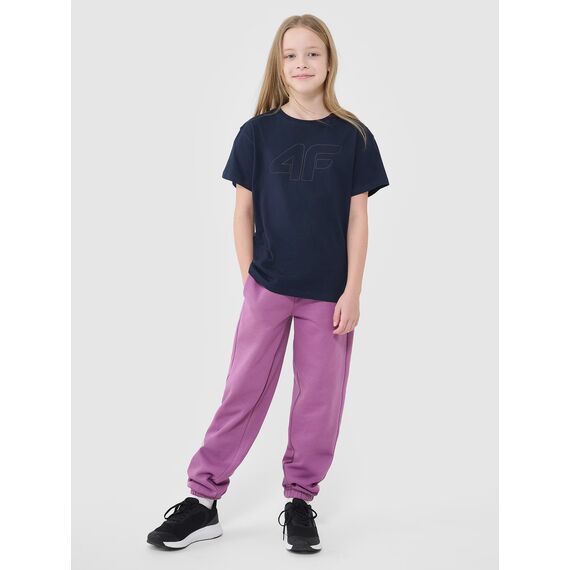 4F t-shirt dziecięcy koszulka dla dziewczynki oversize 4FJWMM00TTSHF2333 granatowy, Kolor: granatowy, Rozmiar: 128, 3 zdjęcie