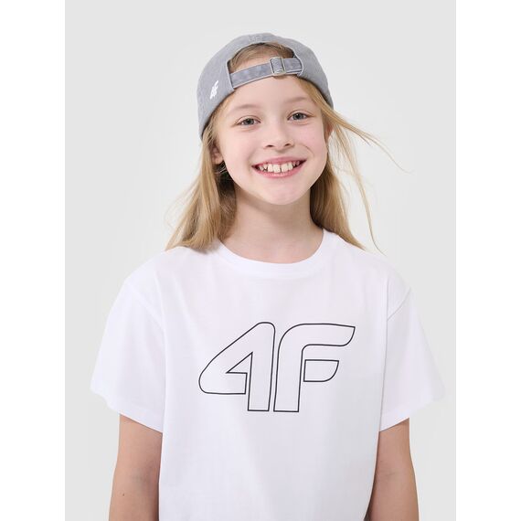 4F t-shirt dziecięcy koszulka dla dziewczynki oversize 4FJWMM00TTSHF2333 biały, Kolor: biały, Rozmiar: 140, 2 zdjęcie