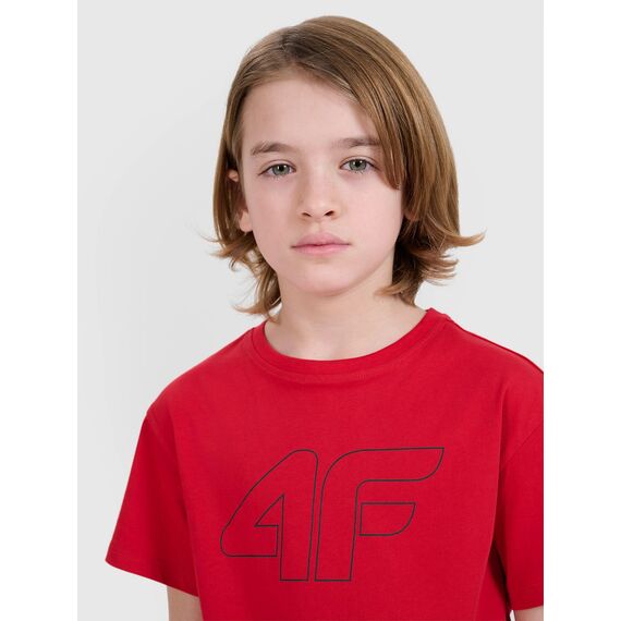 4F koszulka bawełniana t-shirt dla chłopca 4FJWSS25TTSHM2325 czerwona, Kolor: czerwony, Rozmiar: 122, 3 zdjęcie