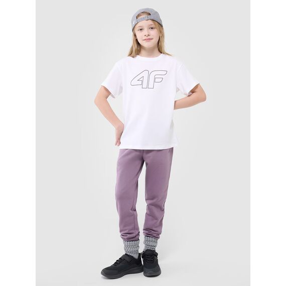 4F t-shirt dziecięcy koszulka dla dziewczynki oversize 4FJWMM00TTSHF2333 biały, Kolor: biały, Rozmiar: 152, 3 zdjęcie
