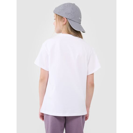 4F t-shirt dziecięcy koszulka dla dziewczynki oversize 4FJWMM00TTSHF2333 biały, Kolor: biały, Rozmiar: 152, 4 zdjęcie