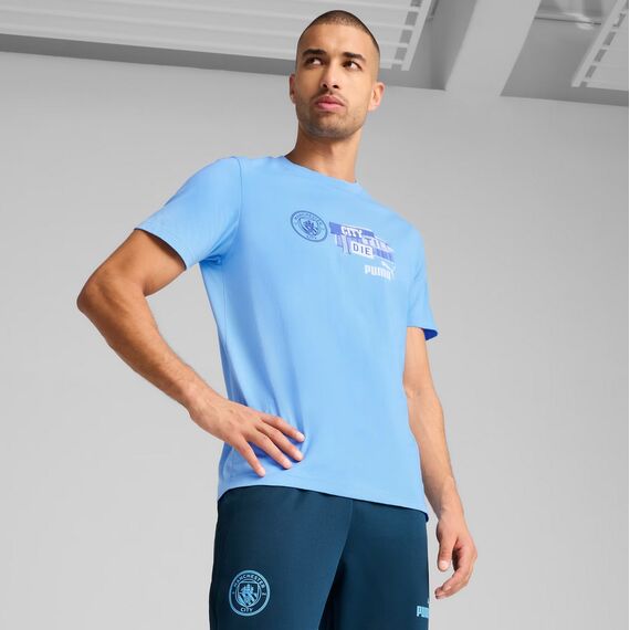 PUMA koszulka sportowa Manchester City niebieska, Kolor: niebieski, Rozmiar: S