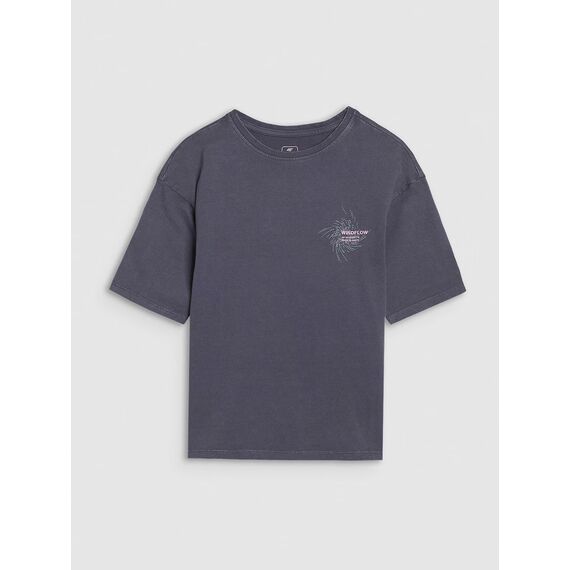4F koszulka bawełniana t-shirt dla dziewczynki 4FJWSS25TTSHF1853 szary, Kolor: szary, Rozmiar: 134