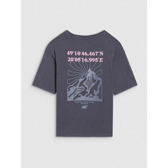 4F koszulka bawełniana t-shirt dla dziewczynki 4FJWSS25TTSHF1853 szary, Kolor: szary, Rozmiar: 146, 2 zdjęcie