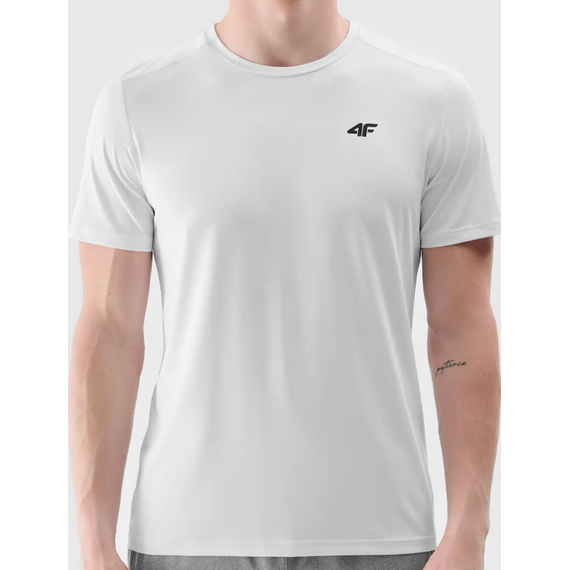 4F t-shirt do ćwiczeń koszulka męska 4FWSS25TFTSM1343 biała, Kolor: biały, Rozmiar: S