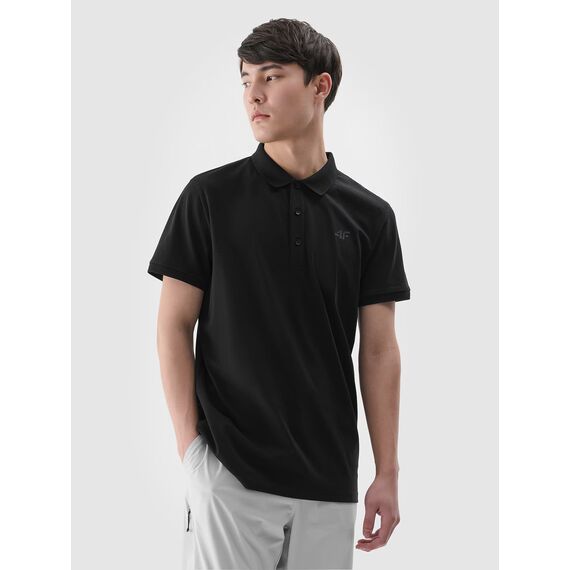 4F koszulka męska bawełniane polo 4FWMM00TPTSM367 czarna, Kolor: czarny, Rozmiar: S, 3 zdjęcie