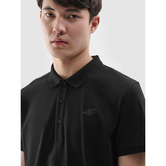 4F koszulka męska bawełniane polo 4FWMM00TPTSM367 czarna, Kolor: czarny, Rozmiar: S, 2 zdjęcie