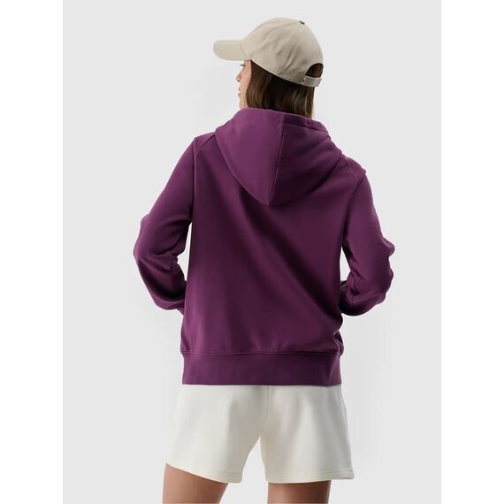 4F bluza dresowa damska z kapturem bawełniana 4FWSS25TSWSF1542 fioletowa, Kolor: fioletowy, Rozmiar: XS, 2 zdjęcie