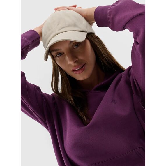 4F bluza dresowa damska z kapturem bawełniana 4FWSS25TSWSF1542 fioletowa, Kolor: fioletowy, Rozmiar: XS, 7 zdjęcie