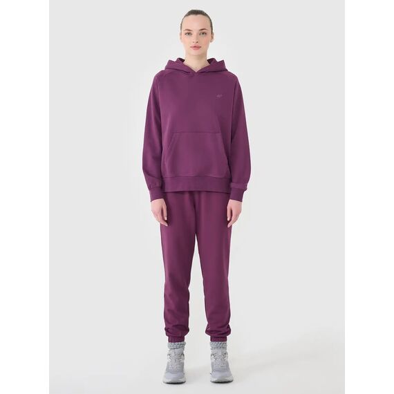 4F bluza dresowa damska z kapturem bawełniana 4FWSS25TSWSF1542 fioletowa, Kolor: fioletowy, Rozmiar: XS, 5 zdjęcie