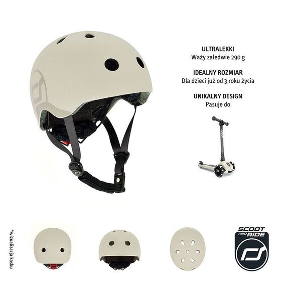 SCOOTANDRIDE Kask S-M dla dzieci 3+ szary