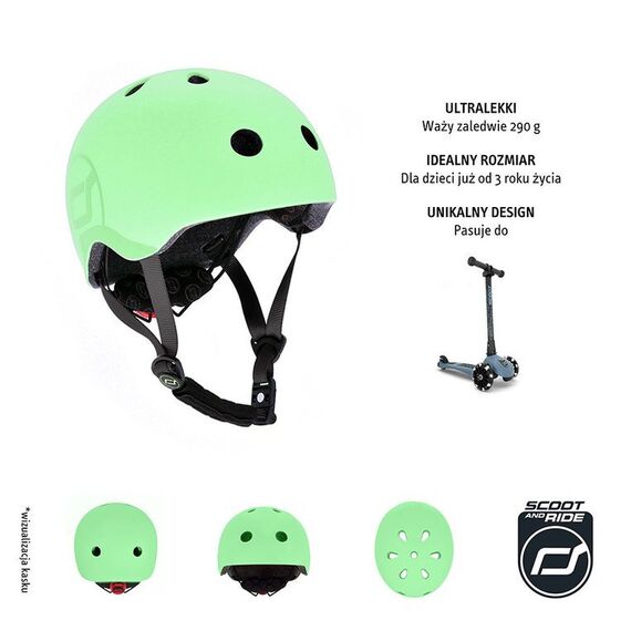 SCOOTANDRIDE Kask S-M dla dzieci 3+ zielony